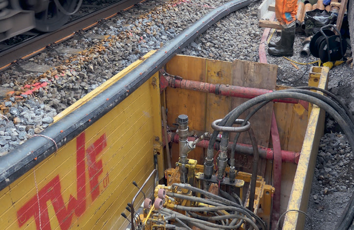 Gesteuerter Pressvortrieb parallel zum Bahngleis