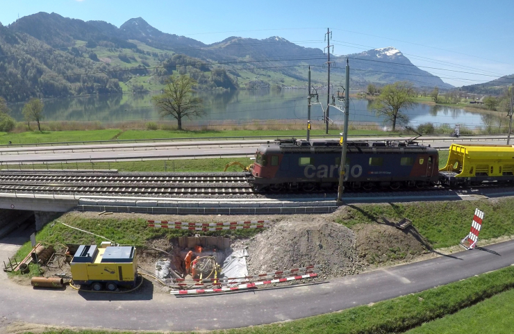 Unterquerung der SBB Gotthardstrecke in Seewen SZ mit 2 Bohrungen ø 600 mm