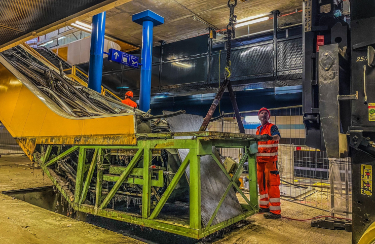 Sicherheitswärter auf der Baustelle Bahnhof/Flughafen Genf