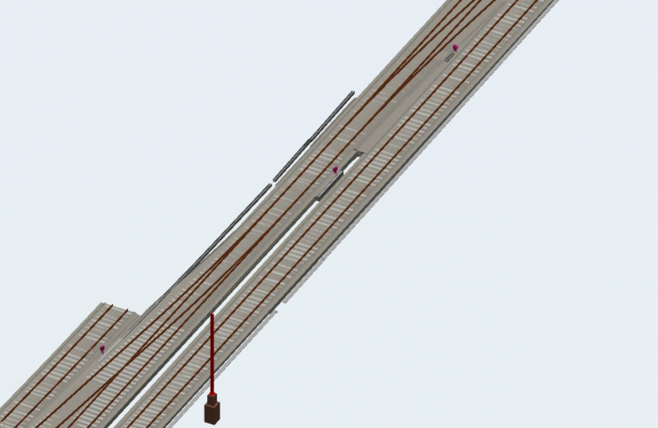Darstellung einer Fahrbahn mit Kabelkanal in der Übersicht