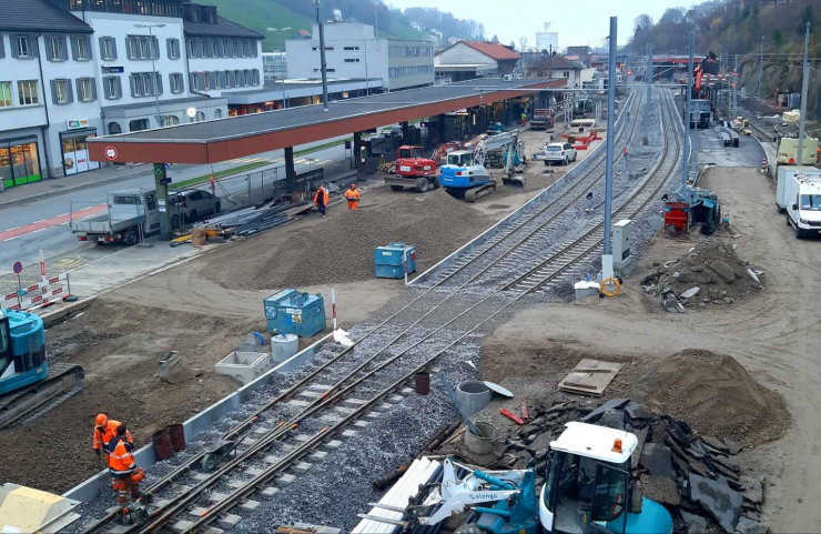 Gleisumbau Bahnhof Herisau