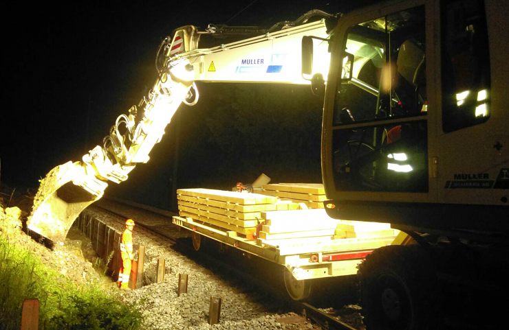 Bagger bei Nacht