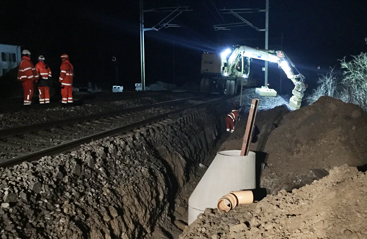 Baustelle bei Nacht