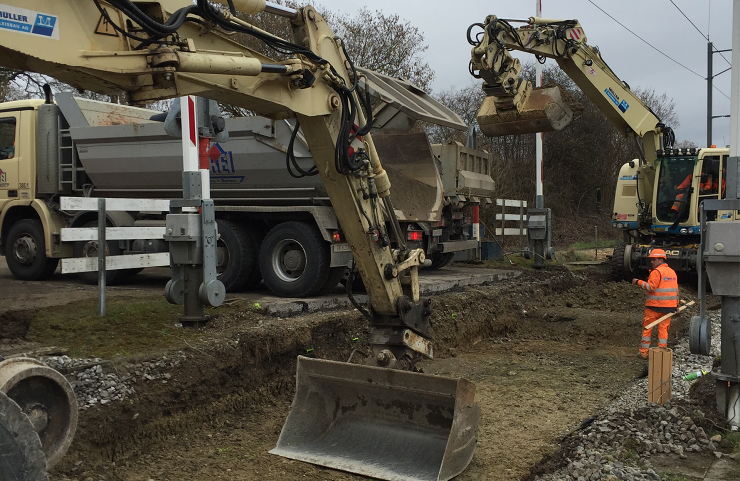 Arbeiten am Planie der Weiche