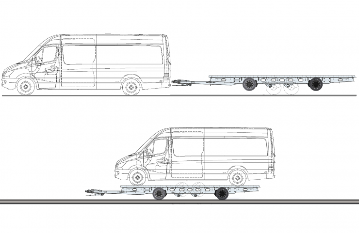 Remorque automotrice pour voitures à deux voies